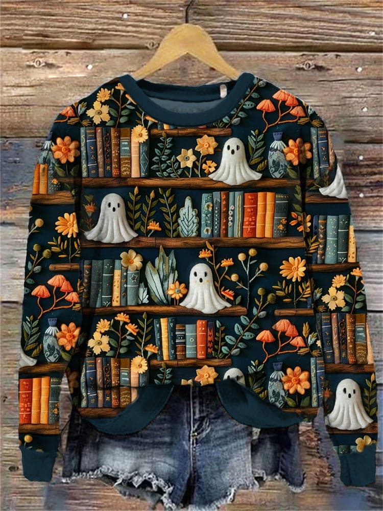 Women's Clothing Halloween printed trendy round neck top_voghion.com