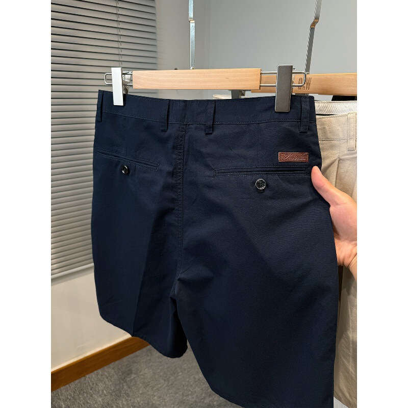 Double-Pleated Suit Shorts for Men 2026 New Style Middle-Aged Dad Wear Summer Casual Straight-Leg Mid-Length Pants for Men