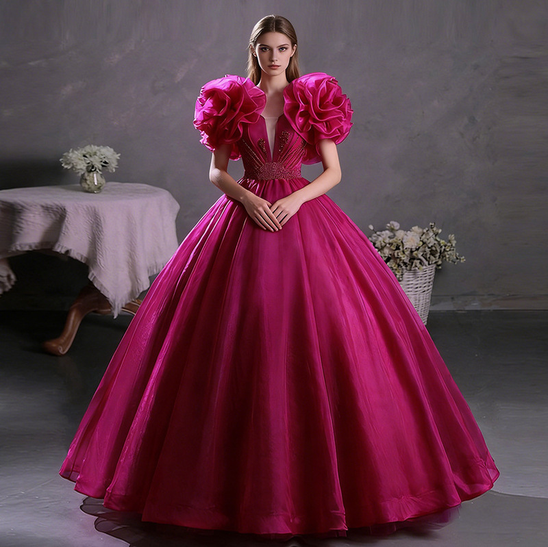 Cross-Border Foreign Trade Wedding Dresses and Evening Gowns 2026 New Style Bride European and American Court-Style Performance Ball Gown Tutu Dress