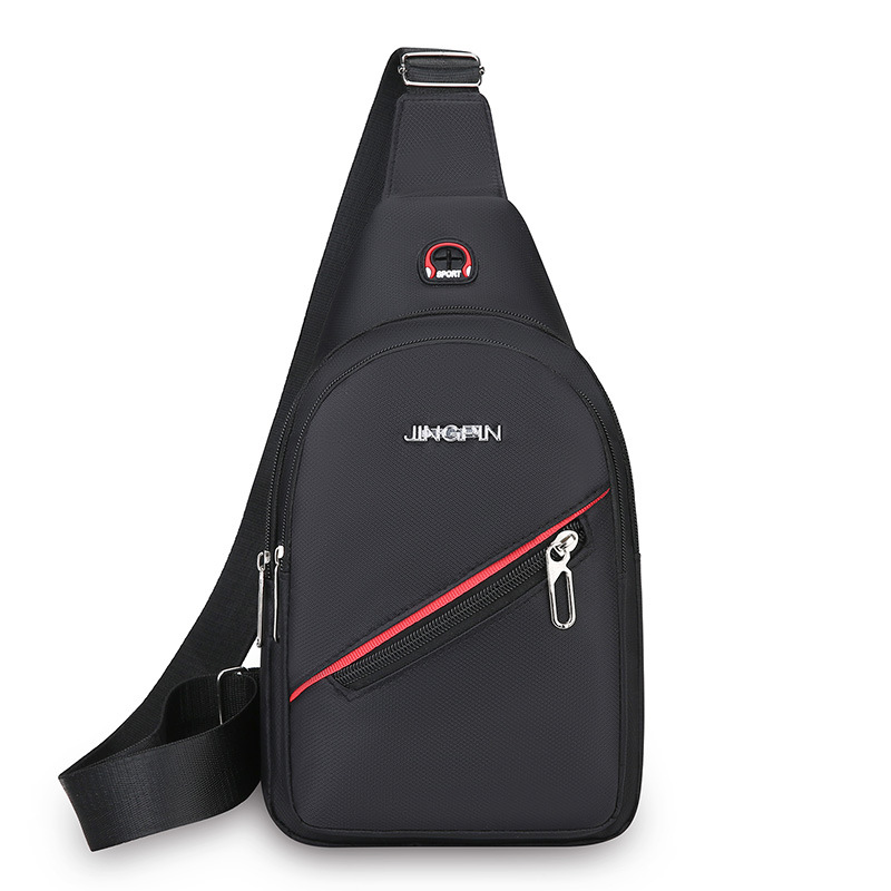 Bolsa de pecho casual coreana al por mayor mochila de tela Oxford moda mochila de hombre bolso con cremallera bolso de ocio negro