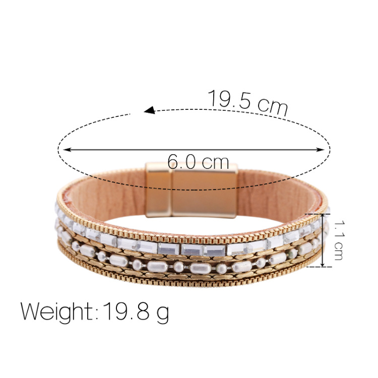 Fashion Diamond-studded Leather Bracelet display picture 15