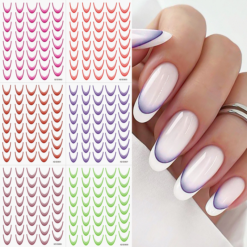 French suit Nail Art Sticker 18 Color Flat Thin Tough Nail Decoration Adhesive Waterproof French Nail Art Sticker French suit Nail Art Sticker 18 Color Flat Thin Tough Nail Decoration Adhesive Waterproof French Nail Art Sticker