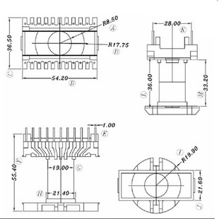 Etd49 Transformer Skeleton Etd49 Bakelite Bone Etd4901 Vertical Skeleton Bobbin 11+11 with Square Frame