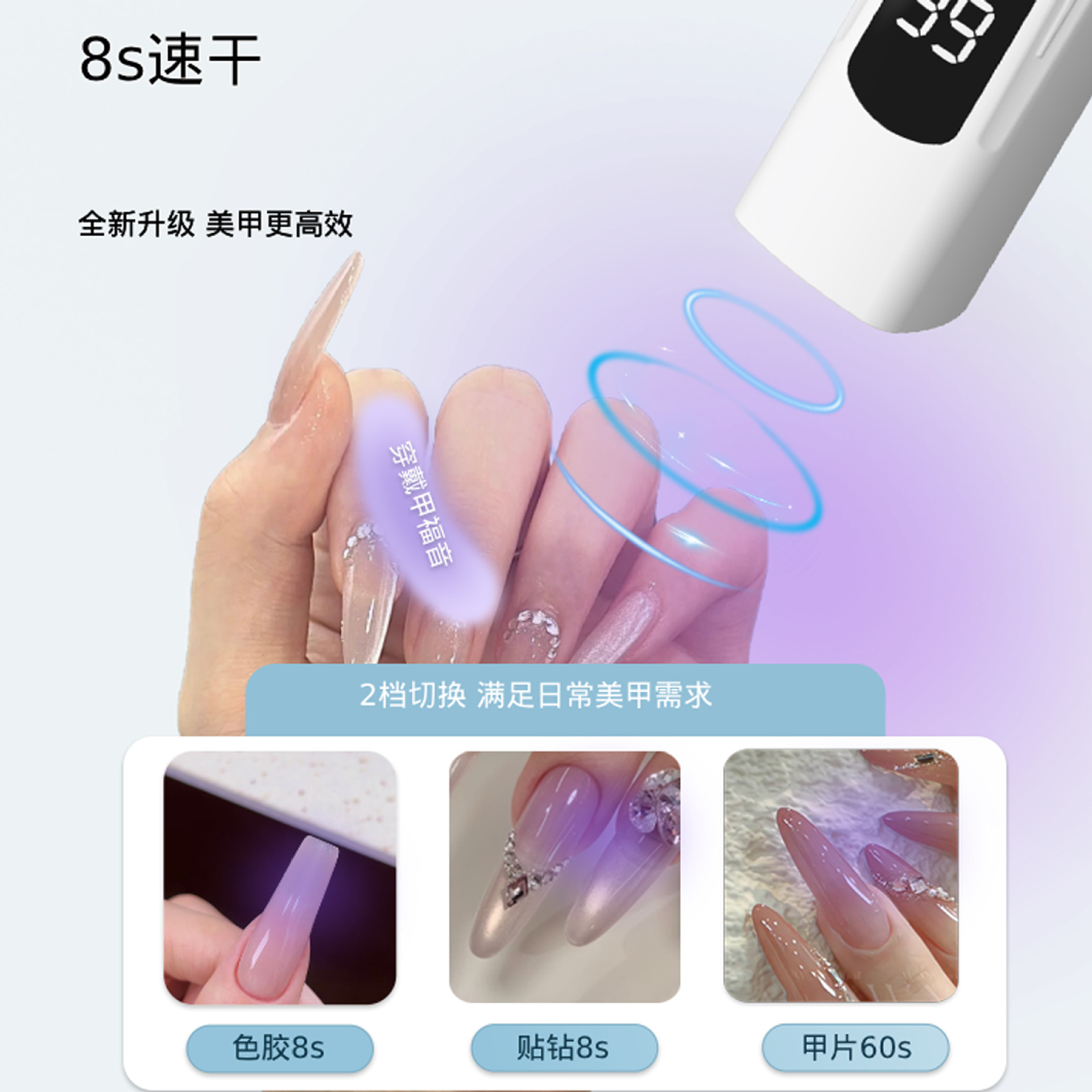 Lámpara de manicura LCD pequeña mini portátil fototerapia esmalte de uñas rápida lámpara seca no oscura para el hogar