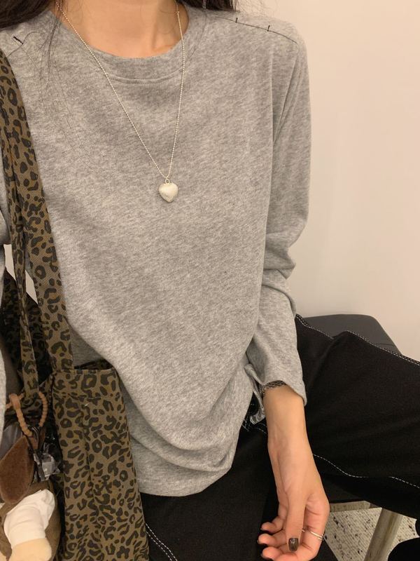 25秋季新款韩系Apm肩部打结打底衫简约休闲设计感女式长袖T恤|undefined