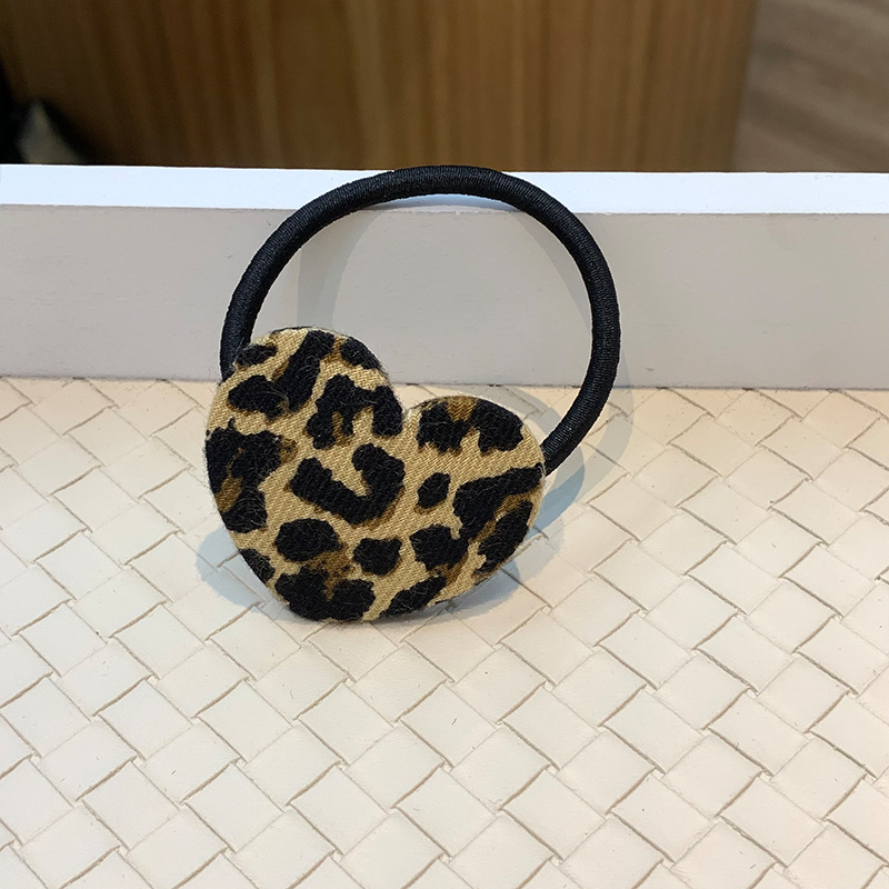 Otoño y invierno nuevo colorido leopardo amor flocado anillo de pelo temperamento universal baja cola de caballo correa cabeza cuerda mujer