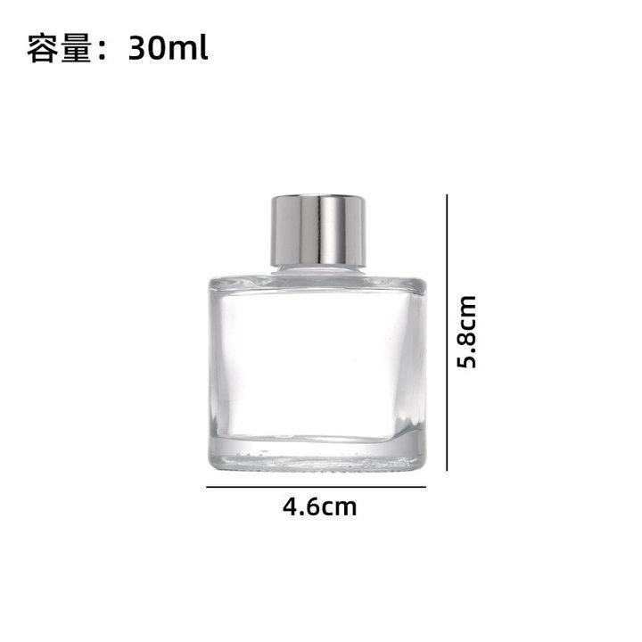 无火香薰瓶100ml圆柱带盖香薰玻璃瓶藤条干花挥发香水精油瓶|undefined