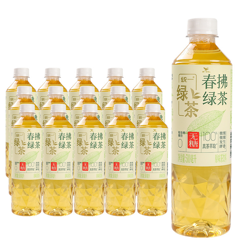 Unified Sugar-Free Spring Breeze Green Tea Beverage 500ml*15 Bottles Full Box Special Price Slightly Fermented Tea Beverage Free Shipping