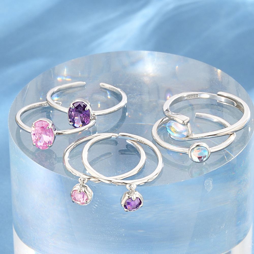 3g Weight Open Rings Classification 1 Piece Quantity Casual Occasion 925 Sterling Silver Material Geometric Pattern Women's Gender Plating Design Sweet Style 925 Sterling Silver Geometric Open Rings 9