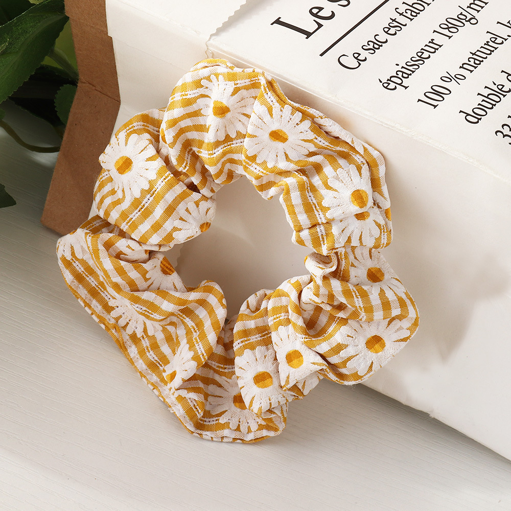 Simple Flower Stripe Printing Hair Scrunchies display picture 7