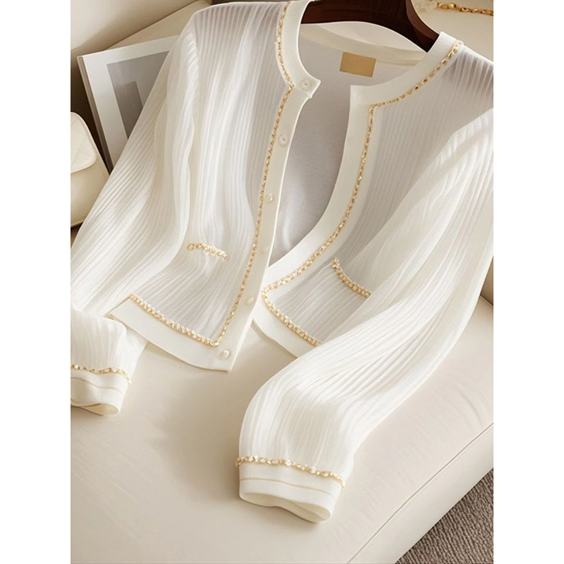 Damenbekleidung Frühherbst neues französisches Design High-End schlichter Luxus sanftes Temperament Duft Strickjacke_voghion.com