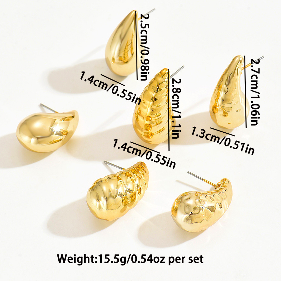 Earrings, Ear Studs Classification 1 Set Modern Style Classic Style C Shape U Shape Water Droplets Plating Arylic Earrings Ear Studs