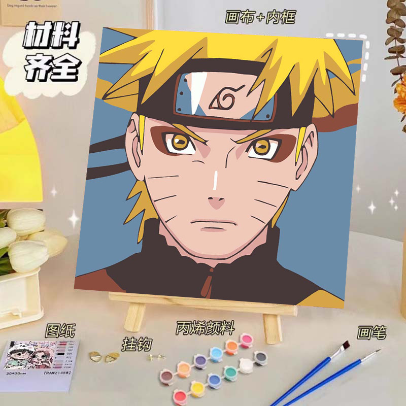 Pintura al óleo digital de bricolaje, dibujos animados para niños, pinturas para colorear hechas a mano, lindos puestos de animación curativos, comercio exterior transfronterizo