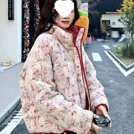 红色小香风羽绒服女冬季高级感减龄漂亮洋气白鸭绒短外套流行爆款