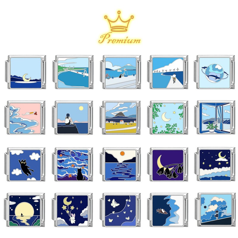 Popular Module Titanium Steel Outdoor Natural Module Hand Jewelry for Men and Women Wholesale Cross-Border Italian Star and Moon Module Bracelet