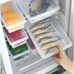 冷蔵庫冷凍魚排水ボックスキッチン分類収納ボックスプラスチック長方形冷蔵収納ボックス蓋付き