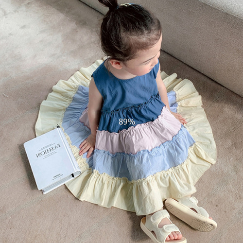 Girls' Skirt Rainbow Gradient Sleeveless Backless Dress Summer 2024 New Model Foreign Trade Children's Clothing Dropshipping 3-8 Years Old