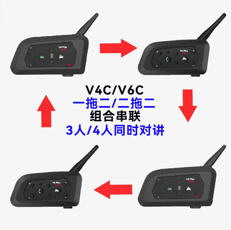 Neutral V4C/V6C Combination Outdoor Intercom Football Referee Intercom Football Intercom Set of 3 Set of 4