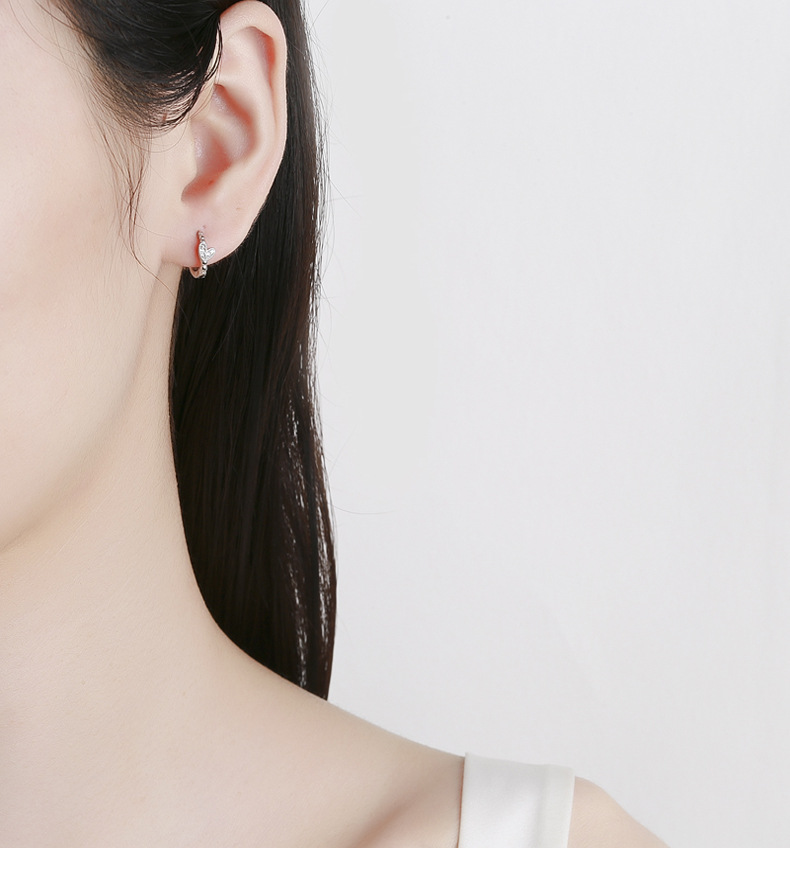 1g Weight 925 Sterling Silver Ear Needle Material Zircon Inlay Material Hoop Earrings Classification 1 Pair 925 Sterling Silver Zircon 925 Sterling Silver Earrings Heart Shape Hoop Earrings