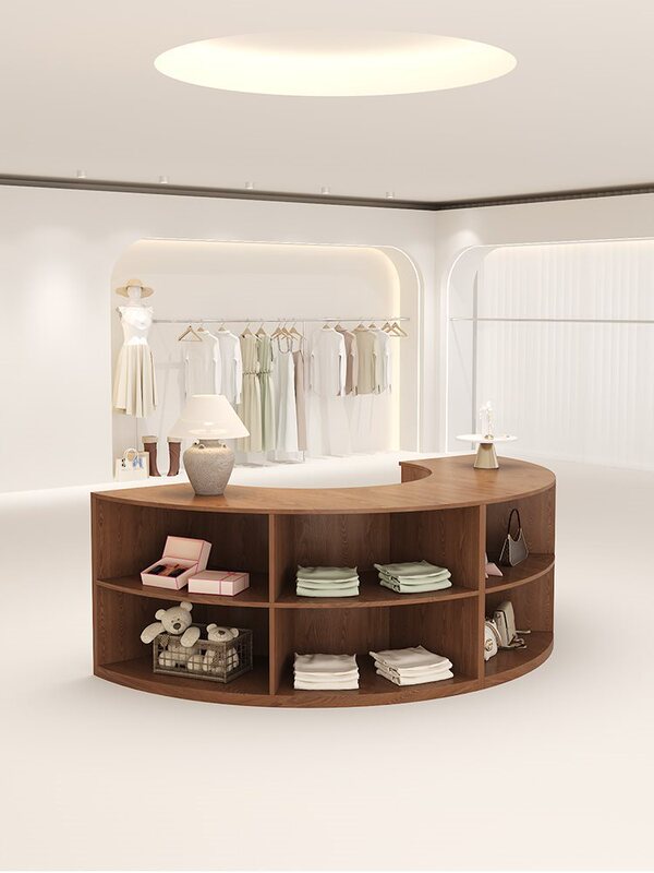 Clothing Store Island Display Table Semi-Circular Display Cabinet Women's Clothing Store Display Cabinet Jewelry Cabinet Island Cabinet Display Table