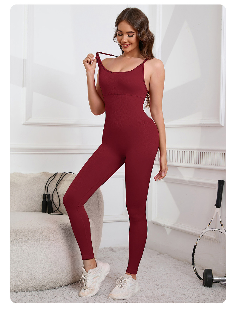 Spandex, Nylon Fabric Type Elastic Waist Waist Line Back Cross Button With Chest Pad Thread Trousers One-Piece Seamless Sportswear Fitness Bombshell