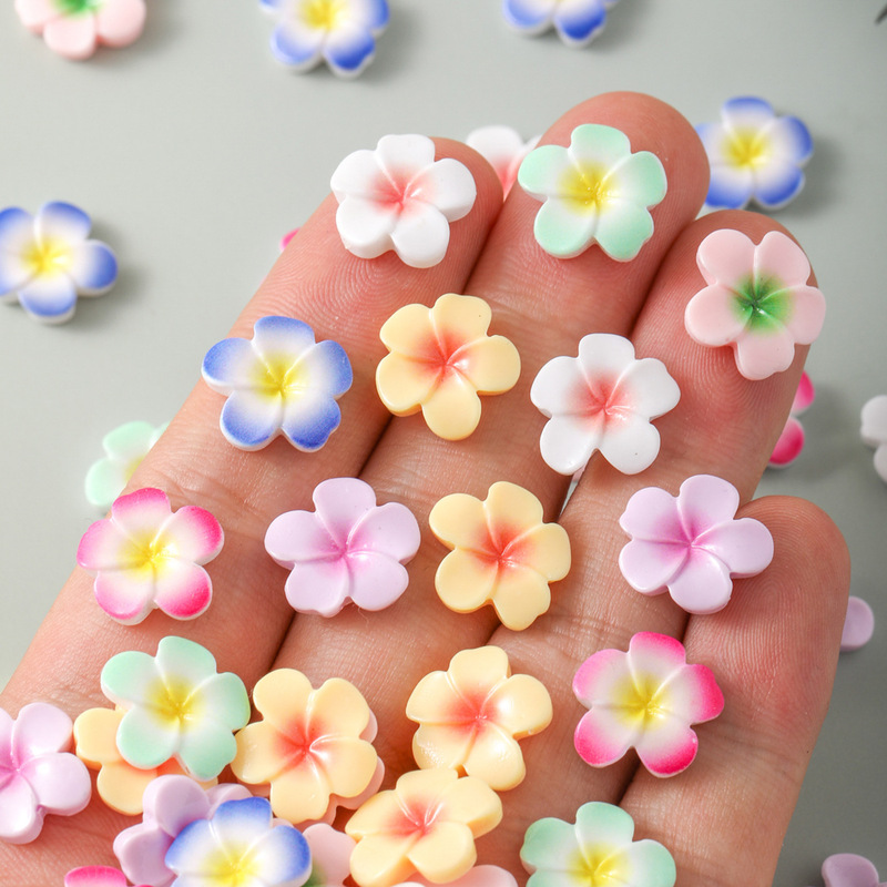 Cross-Border Colorfulful Plumeria Large Five-Petal Flower Nail Art Stickers Creative Handmade DIY Purple Gold Flower Resin Jewelry Material