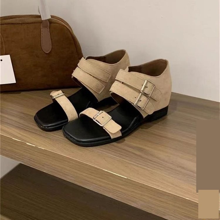 Explosiones de estilo francés casual esmaltado de lazo sandalias de dedos desnudos para mujeres verano 2026 nuevo cómodo versátil aumento de altura zapatos romanos