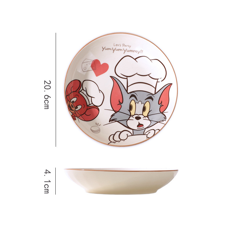 猫とネズミの連名陶磁器食器皿セット家庭用食器皿釉薬下彩カップル深皿個性朝食|undefined