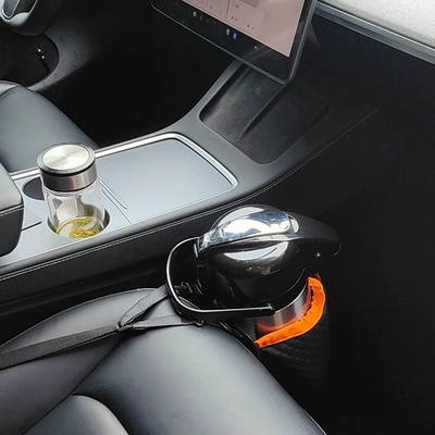 Water Bottle Storage Bag, Car Water Car cup holder/beverage holder - thickened-leather-passenger-center-control-model-black-orange-large-size