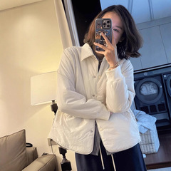 翻领暗扣棉衣短外套女2025秋冬季新款宽松显瘦百搭轻薄棉服上衣潮