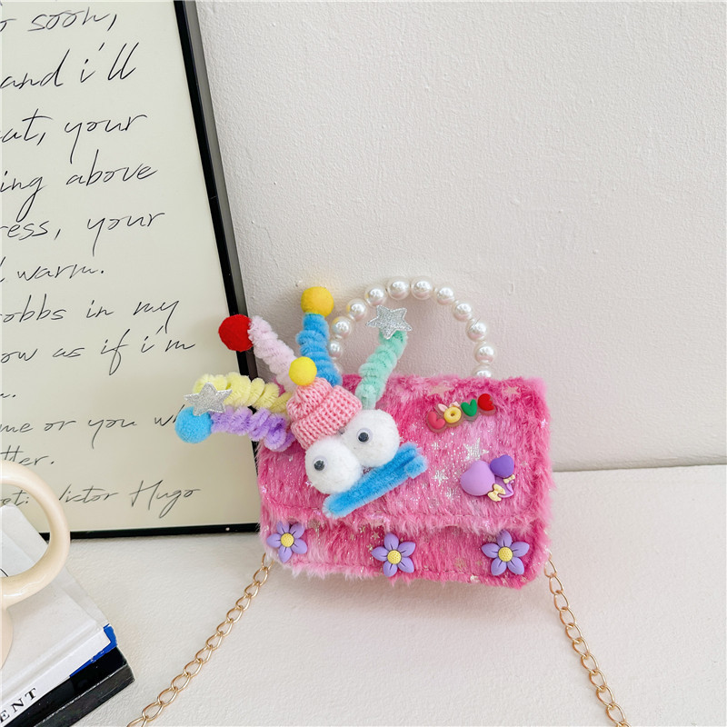 Nueva popularidad de la princesa extranjera bolso de cambio muñeca de peluche de peluche perlas de peluche mujer tesoro portátil de hombro mini mochila