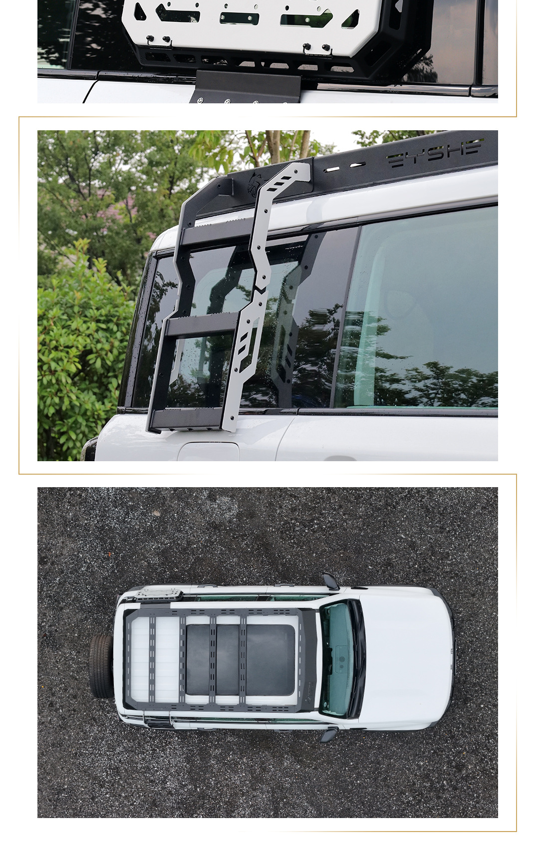Suitable for Beijing Bj40 Black Panther Series Roof Rack Modification Expansion Platform Side Ladder Side Armor Backpack