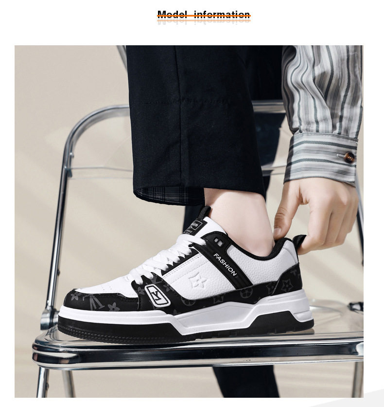 Giày sneaker nam da nhân tạo phối màu, đế bằng gót thấp 1–3 cm, dây buộc — Màu trắng màu cachi, Xanh trắng, Đen trắng chi tiết 9