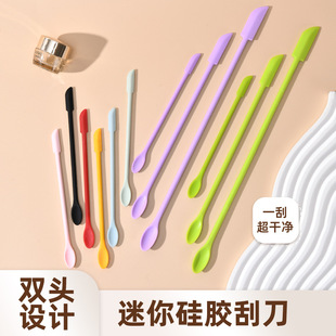 Popular Mini Silicone Small Tip Spatula Long Handle Silicone Cosmetic Face Cream Scooping Spatula Three-Piece Set Mixing Spoon