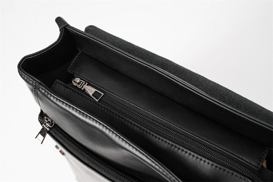 Black Oil Wax Leather Backpack 12