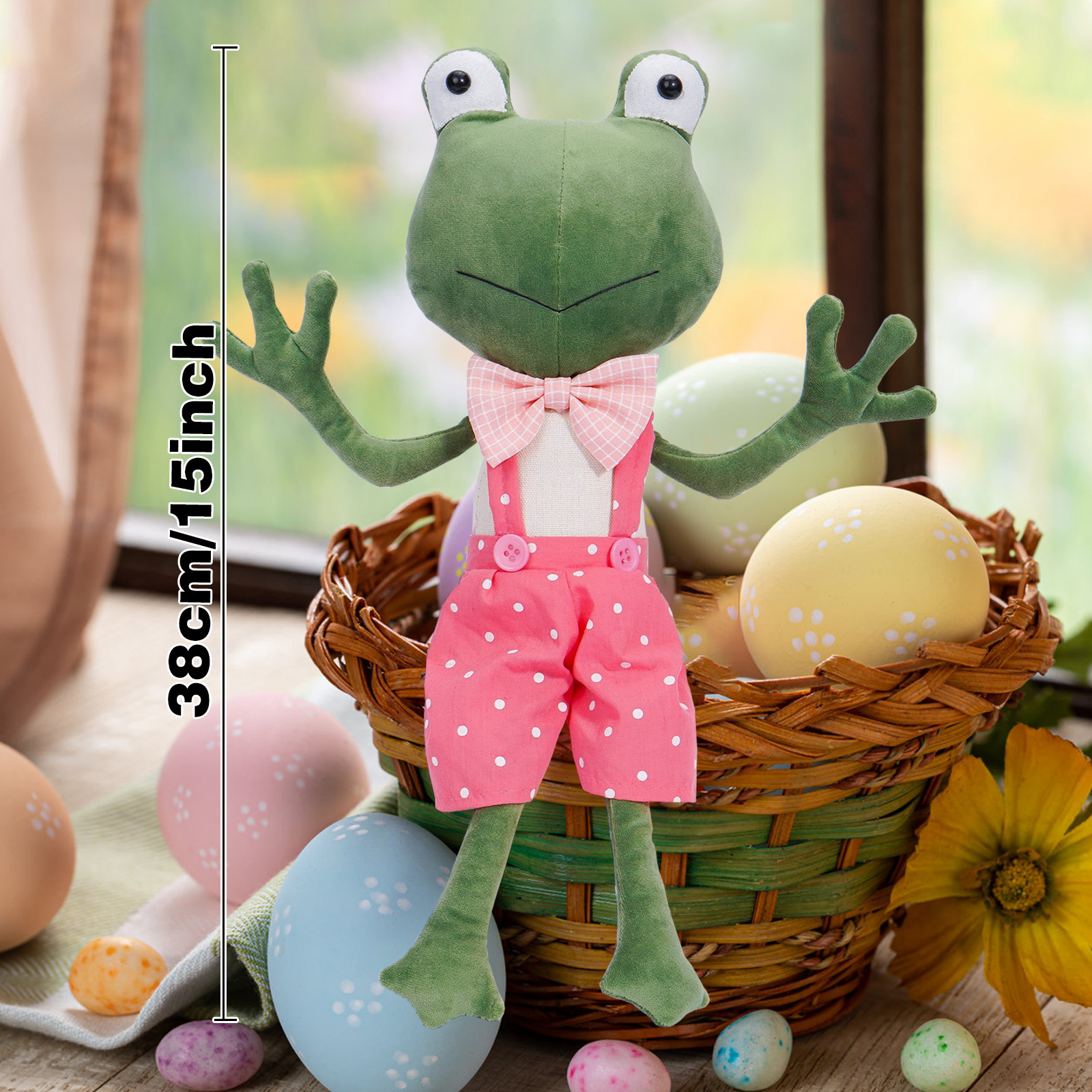 Frog muñeca primavera transfronteriza adorable creativo piernas largas cuatro estaciones pantalones muñecas frog decoraciones de vacaciones decoraciones