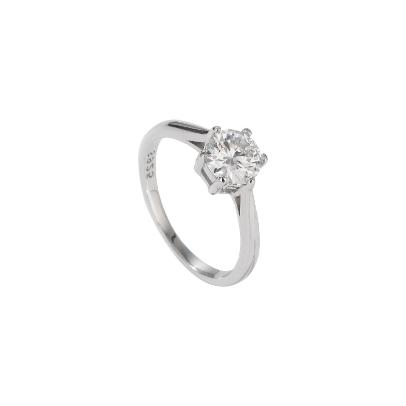 Moissanite anillo de diamantes 925 plata esterlina 50 puntos 1 Karat seis anillo de garra anillo de pareja propuesta de boda regalo para novia