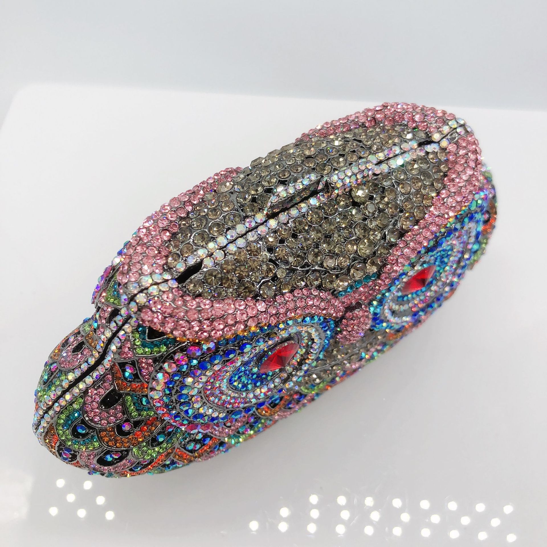 Túi clutch nữ đính đá rhinestone hình cú dạ tiệc — Màu bạc chi tiết 7