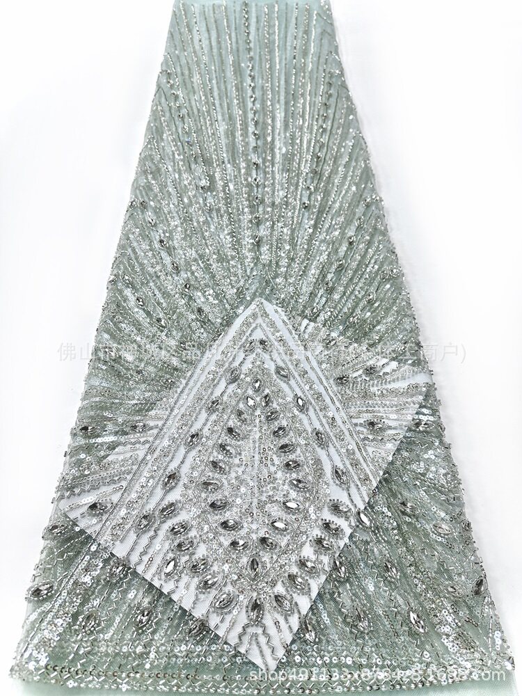 Vertical V radiante tubo de diamante de plata tela de malla de tela de vestido delgada larga cortar al por mayor