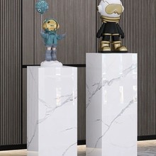 轻奢岩板花架客厅石材台立柱墩子玄关落地装饰品摆件雕塑展示台子