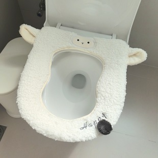 8-Shaped Winter Warm Lamb Toilet Seat Plush Toilet Mat Gourd Family Toilet Seat Household Toilet Cover