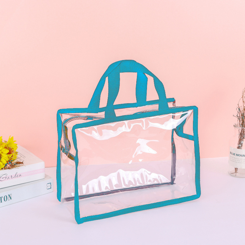Bolso de PVC bolsa de cosméticos bolsa de almacenamiento de plástico impermeable transparente personalizada bolsa de lavado con cremallera de gelatina de viaje