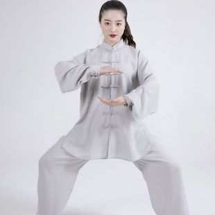 Spring and Autumn Tai Chi Suit Women's Cotton Plus Silk Morning Exercise Tai Chi Practice Suit Men's Group Martial Arts Competition Performance Clothing