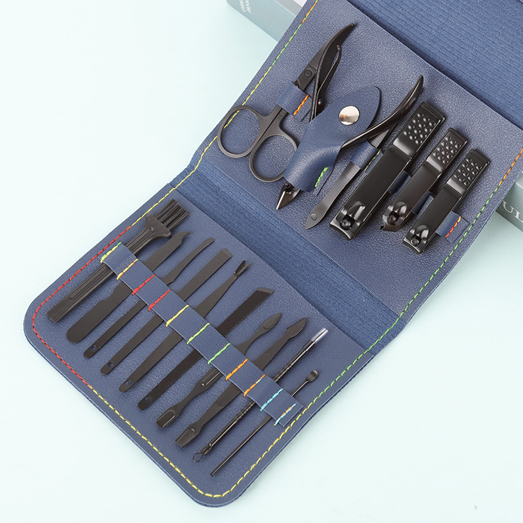 Nuevo bolso plegable cortaúñas traje Matcha verde 16-piezas conjunto de herramientas de uñas hogar portátil cortaúñas traje