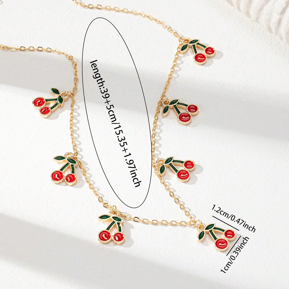 Alloy Material Cherry Pattern Elegant Sweet Cherry Alloy Paperclip Chain Cable Chain Lobster Trigger Clasp Closure Pendant Necklaces Wholesale