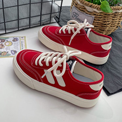 Women's 2023 Spring and Autumn New Style American Style Versatile Casual Shoes Ins Round Toe Thick Sole Canvas Shoes L-2280