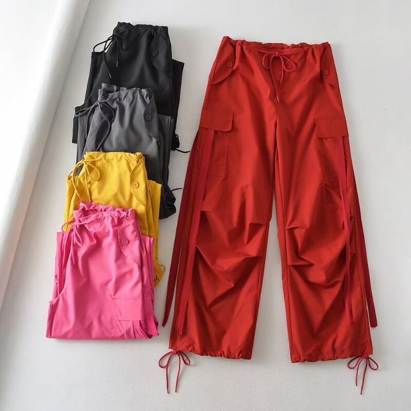 European and American women's wide leg pants high waist casual pants 2024 autumn new trouser leg lace loose overalls wholesale European and American women's wide leg pants high waist casual pants 2024 autumn new trouser leg lace loose overalls wholesale