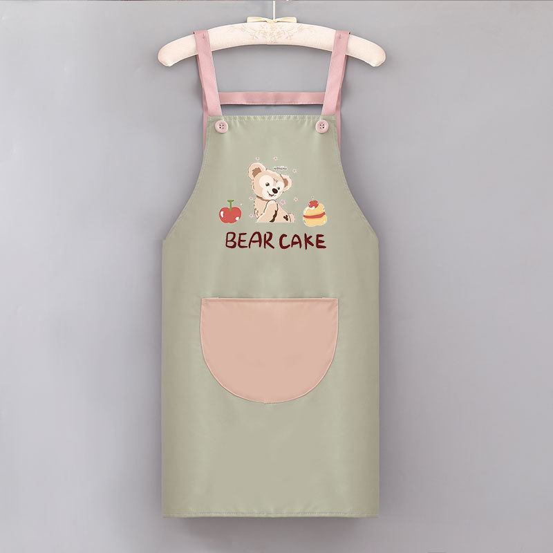 エプロンキッチン家庭用女性韓国版かわいいカップル防水防油料理ウエスト作業服印刷ロゴ印字|undefined