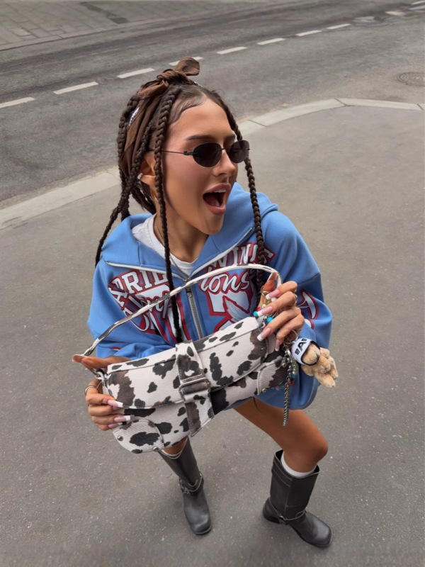 秋冬新重磅印花卫衣女春秋季美式街头原宿连帽拉链卫衣女上卫衣女|undefined