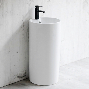A8L9U Ceramic Integrated Floor-standing Column Basin Toilet Vertical Washtray Round Washbasin Small Apartment Yang